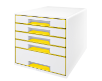 Bloc de classement Leitz WOW Cube 5 tiroirs blanc/jaune