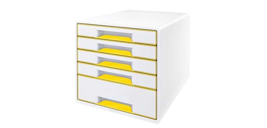 Ladenblok Leitz WOW CUBE 5 laden wit/geel