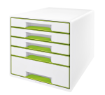 Bloc de classement Leitz WOW Cube 5 tiroirs blanc/vert