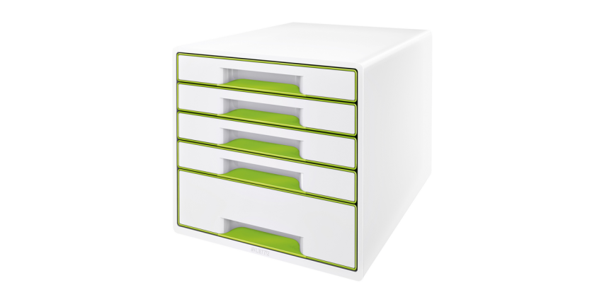 Bloc de classement Leitz WOW Cube 5 tiroirs blanc/vert