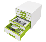 Bloc de classement Leitz WOW Cube 5 tiroirs blanc/vert