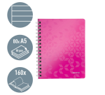 Cahier Leitz WOW A5 spirale ligné 160 pages rose