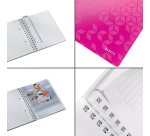 Cahier Leitz WOW A5 spirale ligné 160 pages rose
