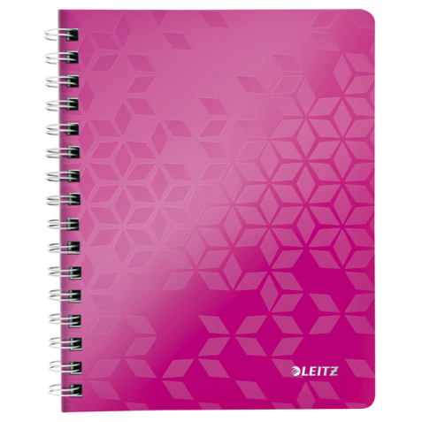 Cahier à spirale Leitz WOW A5 PP ligné rose