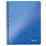 Notitieboek Leitz WOW A5 spiraal 160 pagina's lijn blauw