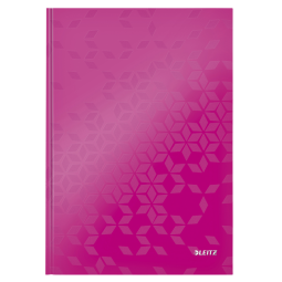 Notitieboek Leitz WOW A4 160blz 90gr lijn roze