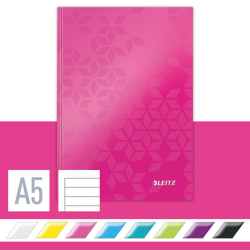 Cahier Leitz WOW A5 ligné 160 pages 90g rose