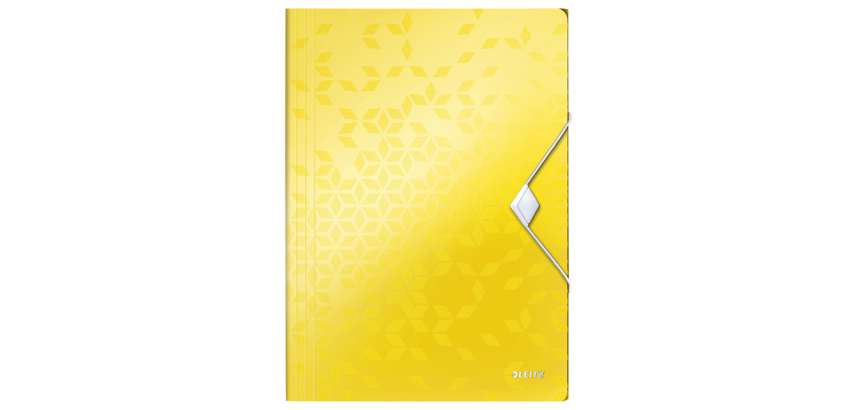Leitz WOW A4 Elasticated Folder 3 Flaps PP Yellow