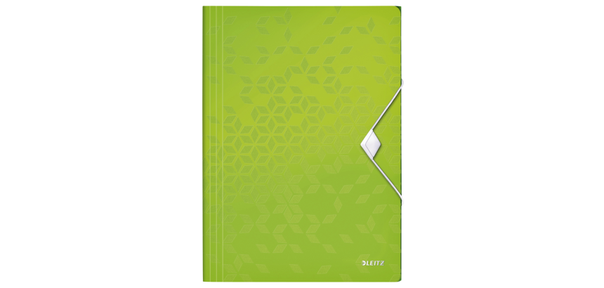 Leitz WOW Elasticated Folder A4 3 Flaps PP Green
