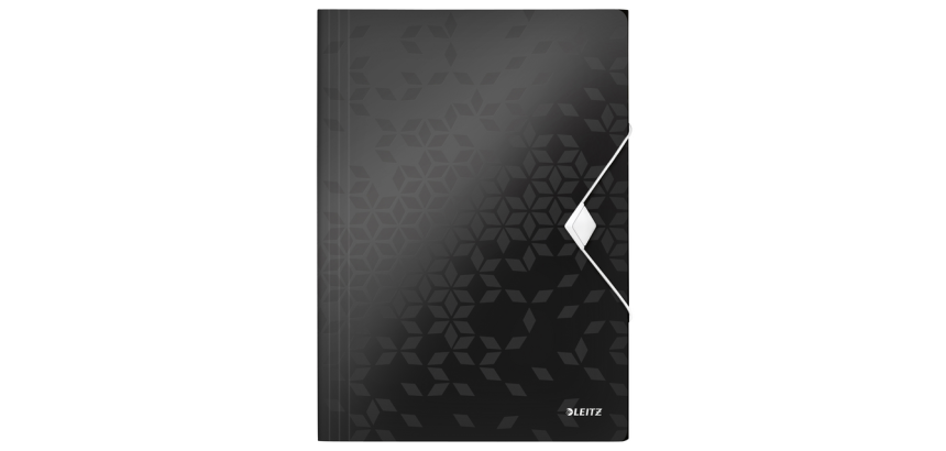 Leitz WOW A4 Elasticated Folder 3 Flaps PP Black