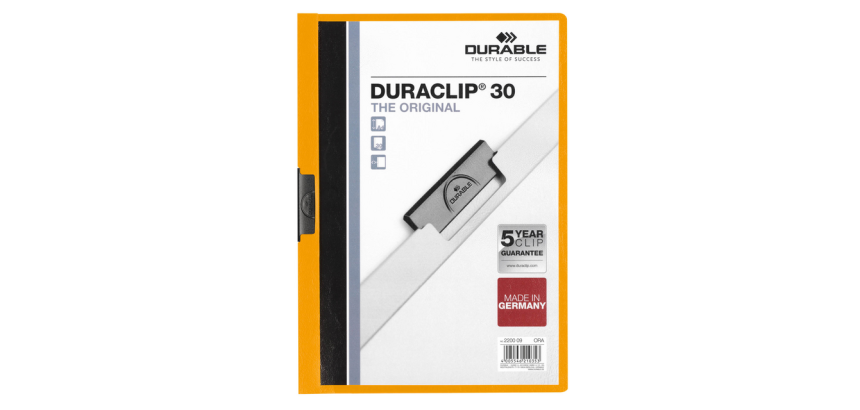 Durable Duraclip A4 Clip Folder 3mm 30 Sheets Orange