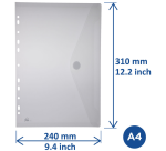 Europel envelope pouch A4 240x310mm 11-hole PP transparent white