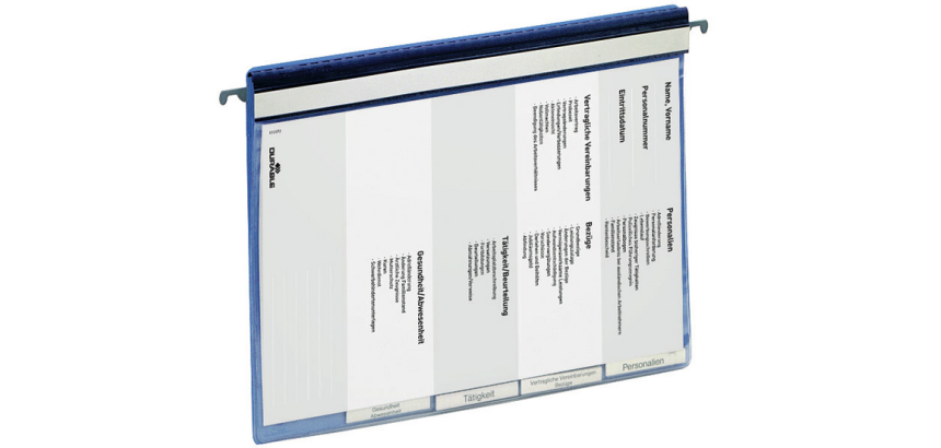 Personeelsmap Durable 5 vakken + hangrail blauw