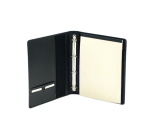 Van der Spek Konferenzmappe A4, 4 Ringe, 25mm Mec-O, genarbtes schwarzes Leder