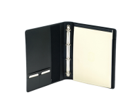 Schrijfmap van der Spek A4 4-rings 25mm O-mechaniek leer met nerf zwart