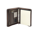 Schrijfmap van der Spek A4 4R 25mm O-mech met rits leer met nerf bruin