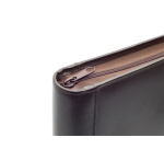 Schrijfmap van der Spek A4 4R 25mm O-mech met rits leer met nerf bruin