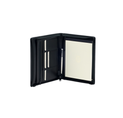 Conférencier Van Der Spek 358 A5 cuir buffle avec zip noir