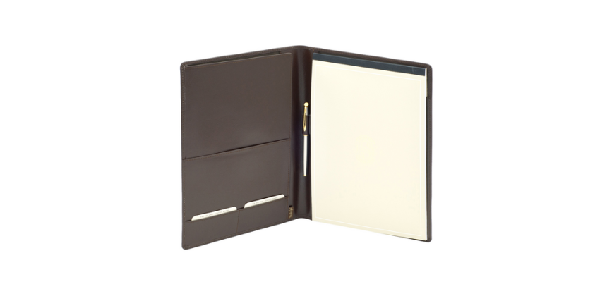 Conférencier Van der Spek 393 A4 peu nervuré cuir marron