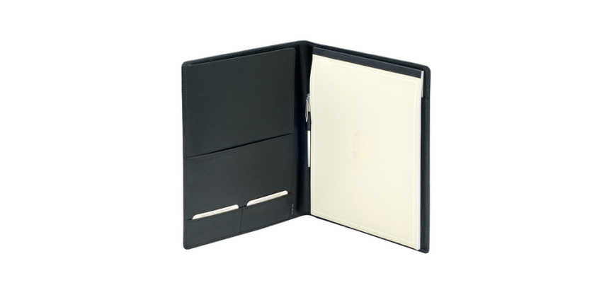 Van der Spek A4 Black Grained Leather Conference Folder
