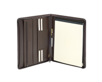 Schrijfmap van der Spek A4 + rits leer met nerf bruin