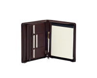 Conférencier Van Der Spek 358 A5 cuir buffle avec zip marron