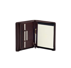 Conférencier Van Der Spek 358 A5 cuir buffle avec zip marron