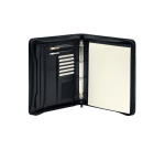 Schrijfmap van der Spek A4 buffelleer 4-rings 25mm O-mech + rits zwart