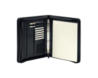 Conférencier Van der Spek A4 cuir buffle 4 anneaux 25mm méc-O + zip noir