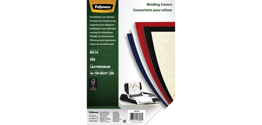 Couverture Fellowes A4 similicuir rouge 100 pièces
