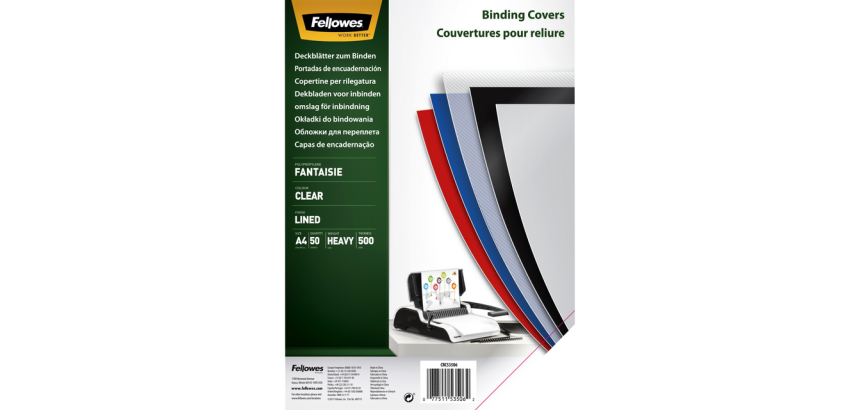 Voorblad Fellowes A4 PP 500micron transparant lijnen 50 stuks