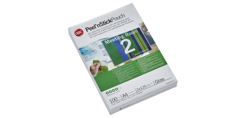 Gbc A4 Adhesive Back Lamination Pouches - 2 x 125 µ - Glossy - Box of 100