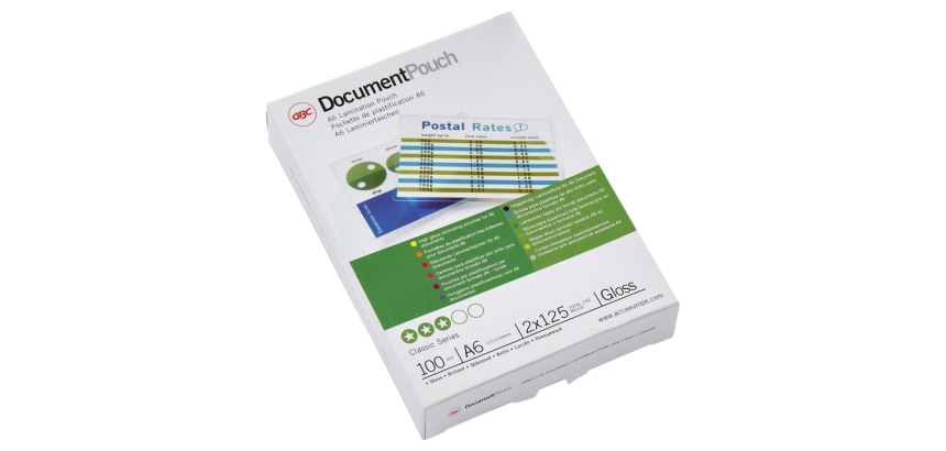 GBC A6 Laminating Pouch 2x125 Microns 100 Pieces