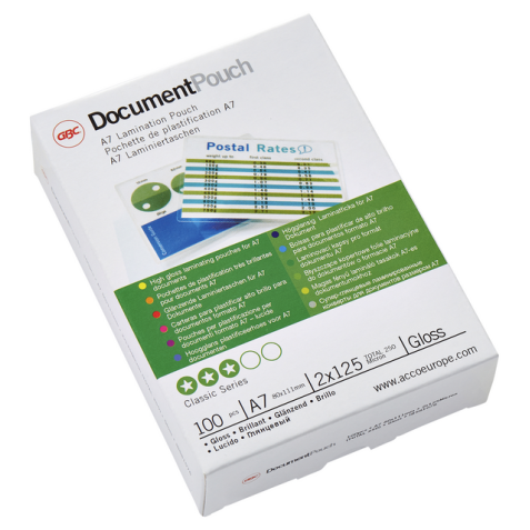 Lamineerhoes GBC A7 2x125micron document 100 stuks