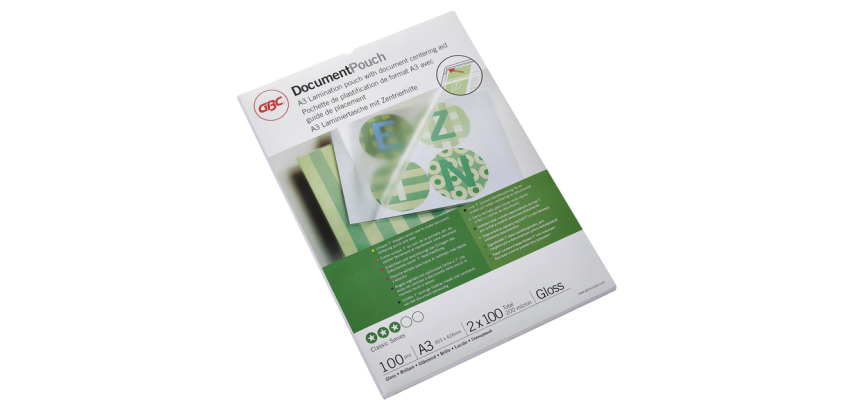 GBC Laminating Pouches A3 - 2 x 100 Microns - Glossy - Box of 100