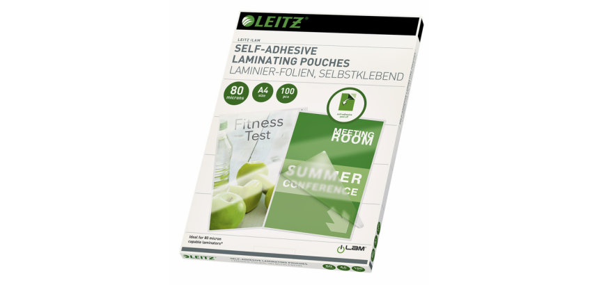 Leitz iLAM A4 Self-Adhesive Lamination Pouches 2x80 Microns EVA 100 Pieces