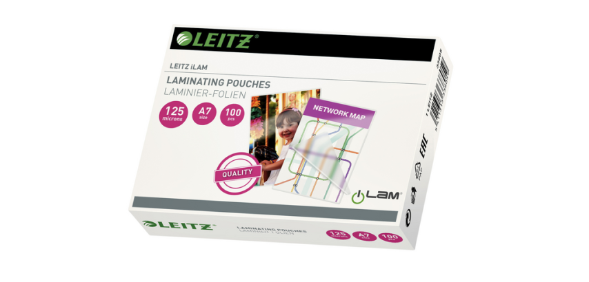 Leitz A7 Laminating Pouches - 2 x 125 micron - Glossy - Box of 100