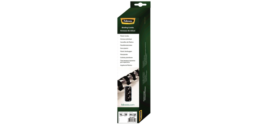 Bindrug Fellowes 14mm 21rings A4 zwart 25 stuks