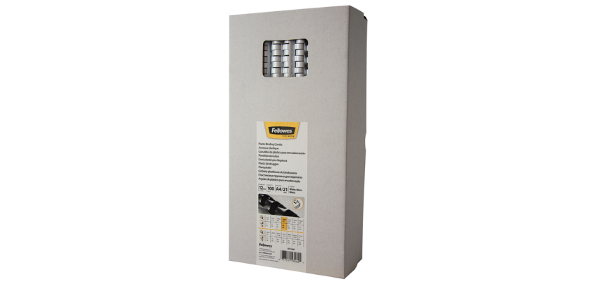 Fellowes-Bindung, 12mm, 21 Ringe, A4, weiß, 100 Stück