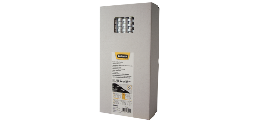Fellowes 12mm Binding 21 Rings A4 White 100 Pieces