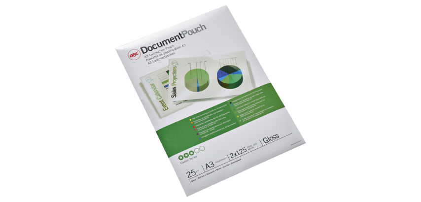 Gbc A3 Laminating Pouches - 2 x 125 Microns - Glossy - Box of 25