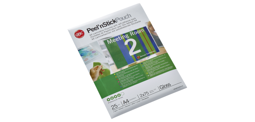 GBC Peel'nStickPouch Laminierfolien A4 - 2 x 75 Mikron glänzend - Schachtel mit 25
