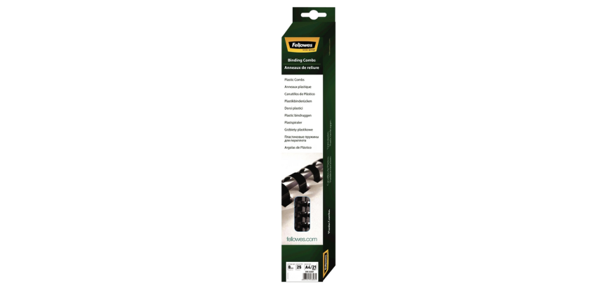 Fellowes Binding 8mm 21 Rings A4 Black 25 Pieces