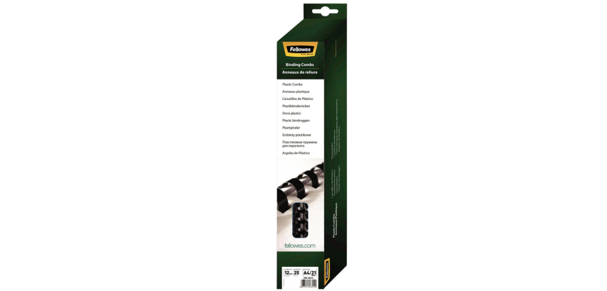Reliure Fellowes 12mm 21 anneaux A4 noir 25 pièces