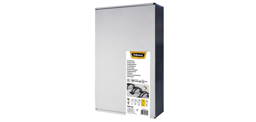 Peigne métallique Fellowes 12mm 34 anneaux A4 argent 100 pièces