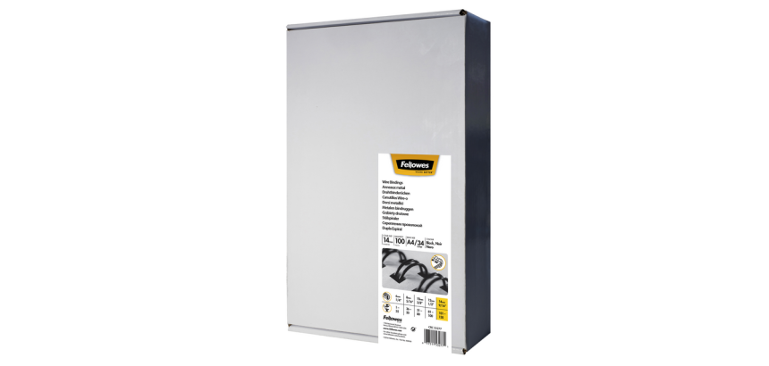 Peigne métallique Fellowes 14mm 34 anneaux A4 argent 100 pièces