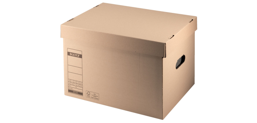 Archief- en transportdoos met deksel Leitz Premium 335x280x440mm natuurbruin