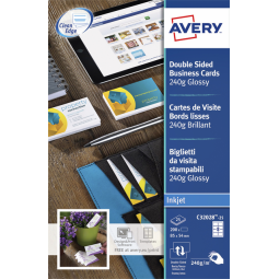 AVERY cartes de visite Quick and Clean, brillant, 200 cartes, 250 g m²