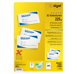 Cartes de visite Sigel 85x55mm uni 225g coins arrondis blanc 100 pièces