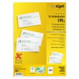 Cartes de visite Sigel 85x55mm uni 190g coins arrondis blanc 100 pièces